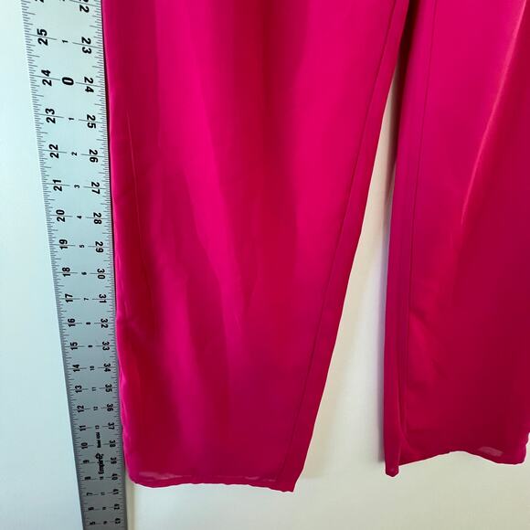 Womens Fuschia 3 Piece Outfit Set Flowy Wide Leg Pant Tank Cardigan Womens XL - Picture 9 of 13